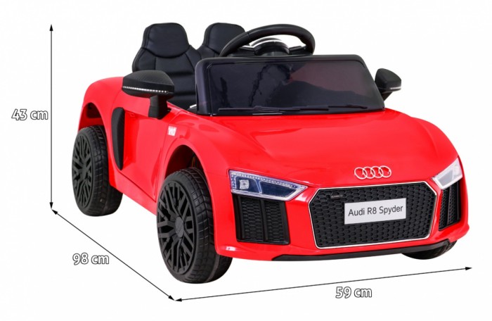 Audi R8 na akumulator dla dzieci Czerwony + Pilot + EVA + Wolny Start + MP3 LED-2 6855 