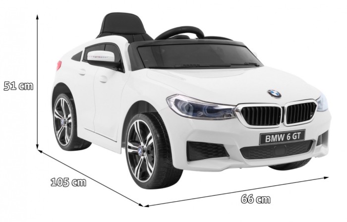 BMW 6 GT Autko na akumulator Biały + Pilot + Wolny Start + EVA + Pasy + LED MP3-2 6890 