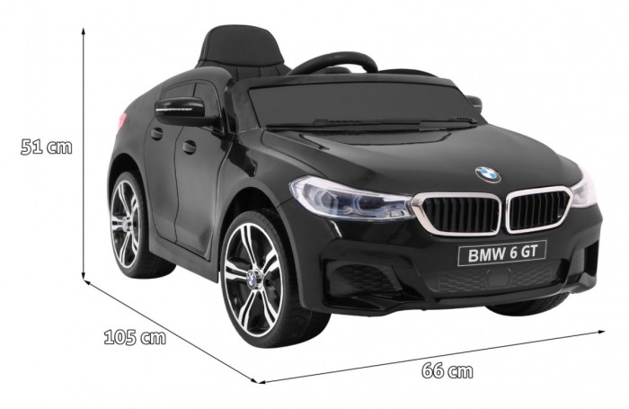 BMW 6 GT Autko na akumulator Czarny + Pilot + Wolny Start + EVA + Pasy + LED MP3-2 6891 