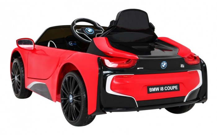 BMW I8 Lift Auto na akumulator Czerwony + Pilot + Wolny Start + 3-pkt pasy + MP3 USB + LED-5 6896 