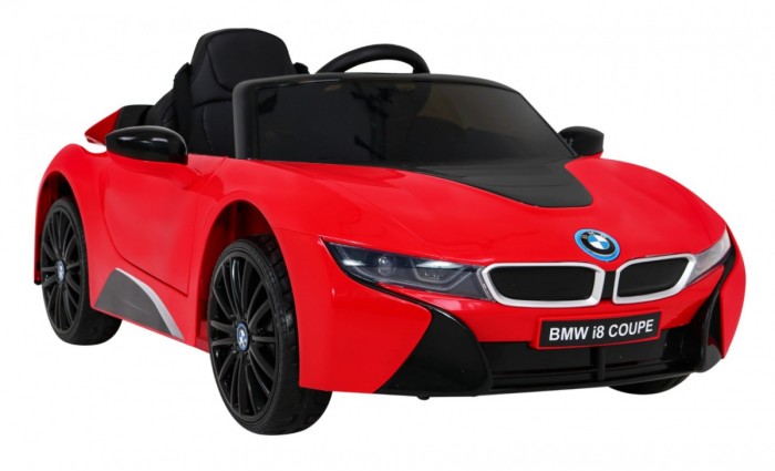 BMW I8 Lift Auto na akumulator Czerwony + Pilot + Wolny Start + 3-pkt pasy + MP3 USB + LED-8 6896 
