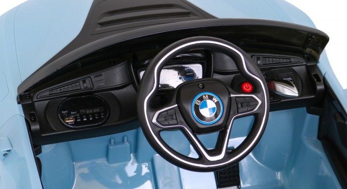 BMW I8 Lift Auto na akumulator Niebieski + Pilot + Wolny Start + 3-pkt pasy + MP3 USB + LED-7 6897 