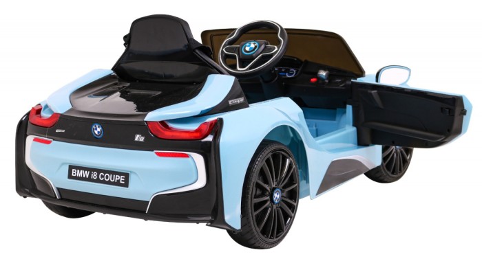 BMW I8 Lift Auto na akumulator Niebieski + Pilot + Wolny Start + 3-pkt pasy + MP3 USB + LED-9 6897 
