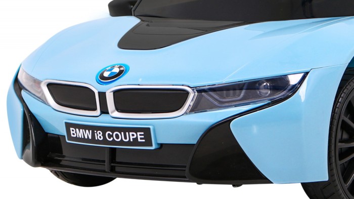 BMW I8 Lift Auto na akumulator Niebieski + Pilot + Wolny Start + 3-pkt pasy + MP3 USB + LED-11 6897 