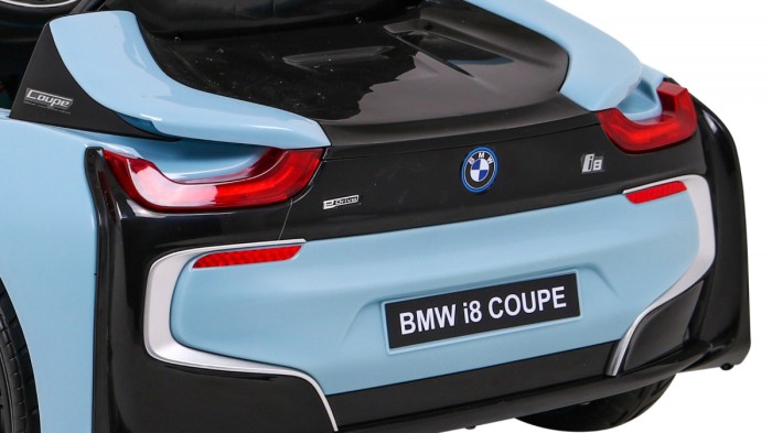 BMW I8 Lift Auto na akumulator Niebieski + Pilot + Wolny Start + 3-pkt pasy + MP3 USB + LED-12 6897 