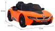 BMW I8 Lift Auto na akumulator Pomarańczowy + Pilot + Wolny Start + 3-pkt pasy + MP3 USB + LED-2 6898 