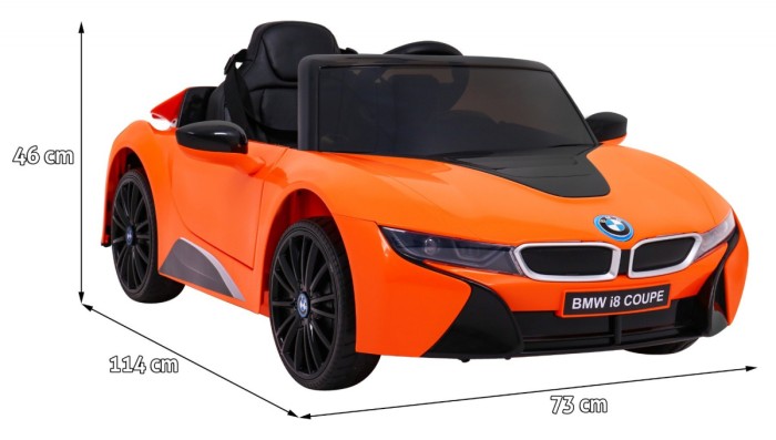 BMW I8 Lift Auto na akumulator Pomarańczowy + Pilot + Wolny Start + 3-pkt pasy + MP3 USB + LED-2 6898 