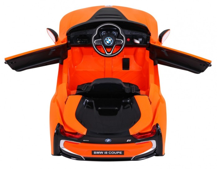 BMW I8 Lift Auto na akumulator Pomarańczowy + Pilot + Wolny Start + 3-pkt pasy + MP3 USB + LED-7 6898 