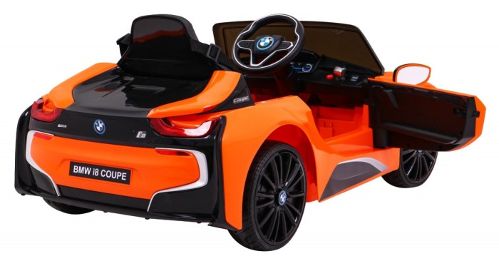 BMW I8 Lift Auto na akumulator Pomarańczowy + Pilot + Wolny Start + 3-pkt pasy + MP3 USB + LED-8 6898 