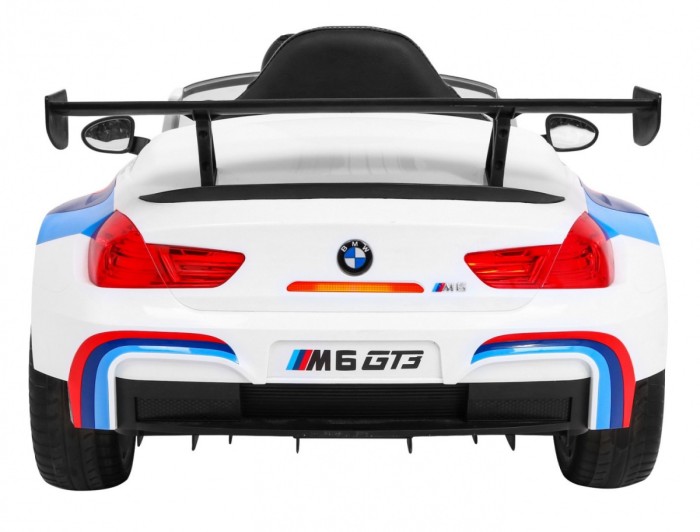 BMW M6 GT3 Auto na akumulator dla dzieci Biały + Nawiew powietrza + Dźwięki MP3 Światła + Pilot-6 6902 