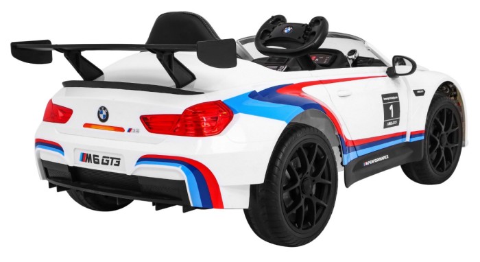BMW M6 GT3 Auto na akumulator dla dzieci Biały + Nawiew powietrza + Dźwięki MP3 Światła + Pilot-7 6902 