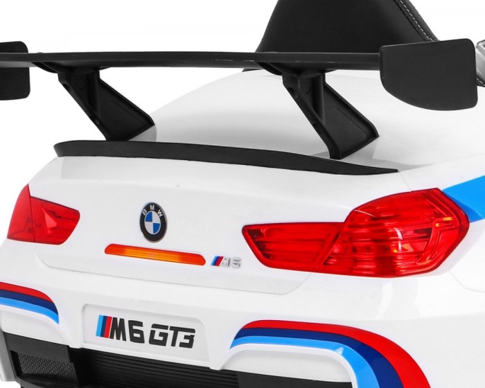 BMW M6 GT3 Auto na akumulator dla dzieci Biały + Nawiew powietrza + Dźwięki MP3 Światła + Pilot-14 6902 