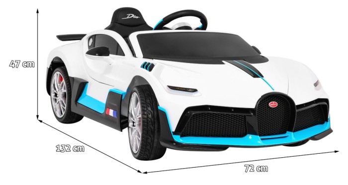 Bugatti Divo Autko na akumulator dla dzieci Biały + Pilot + EVA + Wolny Start + LED MP3-2 6916 