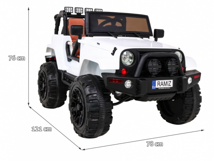 Auto na akumulator All Terrain dla dzieci Biały Terenówka typu jeep + Pilot + Światła Dźwięki-2 6962 