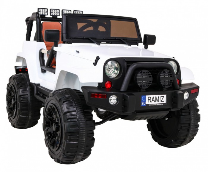 Auto na akumulator All Terrain dla dzieci Biały Terenówka typu jeep + Pilot + Światła Dźwięki-11 6962 