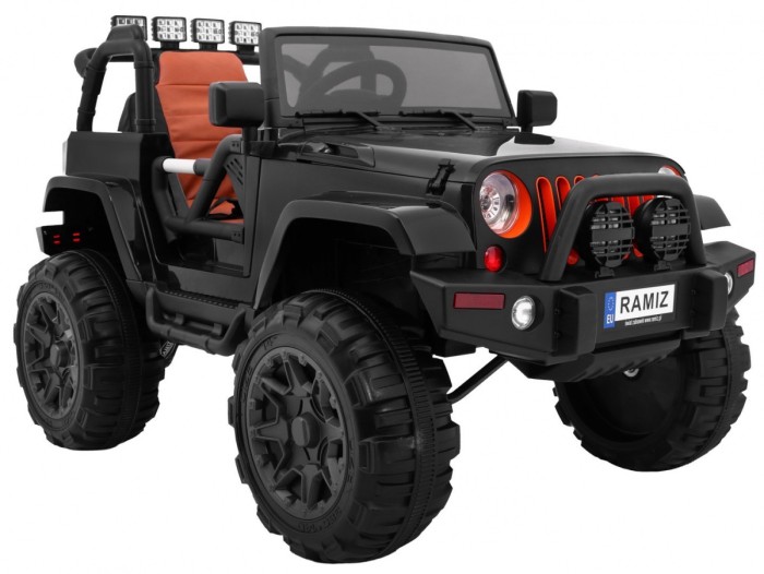 Auto na akumulator All Terrain dla dzieci Czarny Terenówka typu jeep + Pilot + Światła Dźwięki-5 6963 