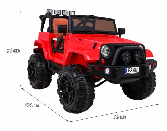 Auto na akumulator All Terrain dla dzieci Czerwony Terenówka typu jeep + Pilot + Światła Dźwięki-2 6964 