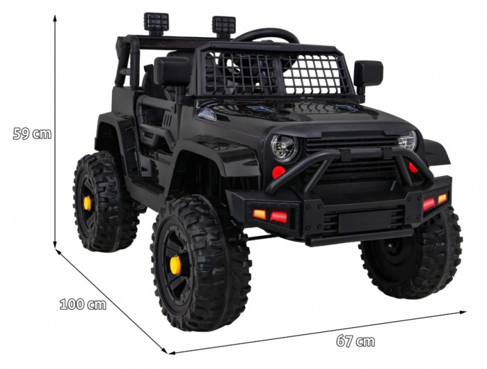 Autko Jeep Dark Night na akumulator dla dzieci Czarny + Wolny Start + EVA + Audio LED-2 6966 