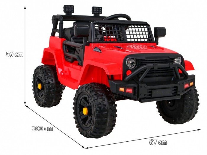 Autko Jeep Dark Night na akumulator dla dzieci Czerwony + Wolny Start + EVA + Audio LED-2 6967 