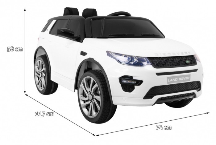 Land Rover Discovery dla dzieci Biały + Pilot + 5-pkt pasy + Regulacja siedzenia + EVA + MP3 LED-2 6974 