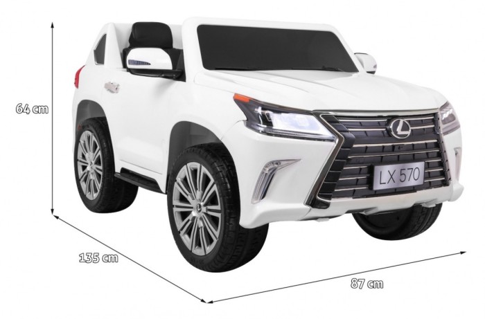 Lexus LX570 Autko 2-osobowe dla dzieci Biały + Pilot + Koła EVA + Radio MP3 + LED-2 6984 