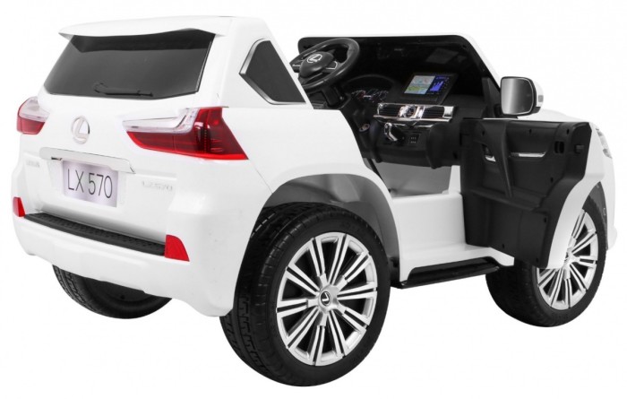 Lexus LX570 Autko 2-osobowe dla dzieci Biały + Pilot + Koła EVA + Radio MP3 + LED-8 6984 