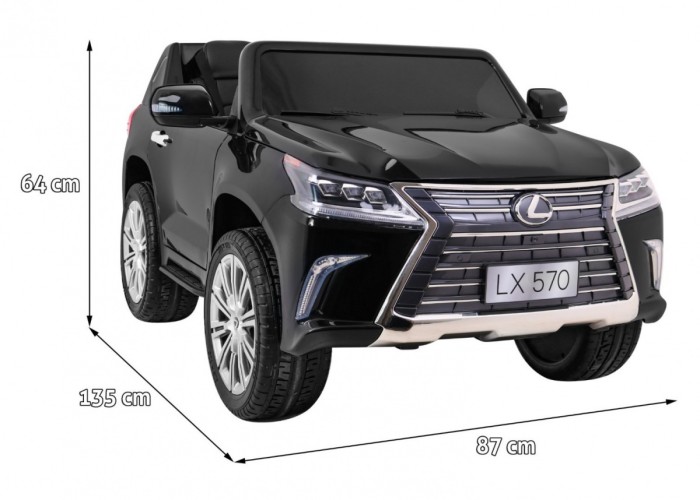 Lexus LX570 Lakierowane Autko dla 2 dzieci Czarny + Pilot + Koła EVA + Radio MP3 LED-2 6985 