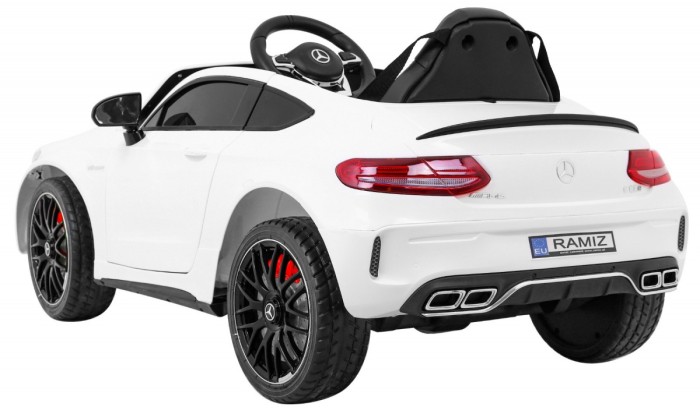 Mercedes Benz C63 AMG dla dzieci Biały + Pilot + 5-pkt pasy + EVA + Bagażnik + MP3 LED-5 7015 