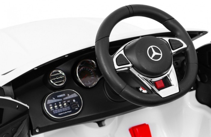 Mercedes Benz C63 AMG dla dzieci Biały + Pilot + 5-pkt pasy + EVA + Bagażnik + MP3 LED-6 7015 