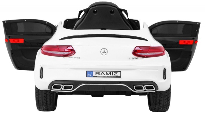 Mercedes Benz C63 AMG dla dzieci Biały + Pilot + 5-pkt pasy + EVA + Bagażnik + MP3 LED-7 7015 