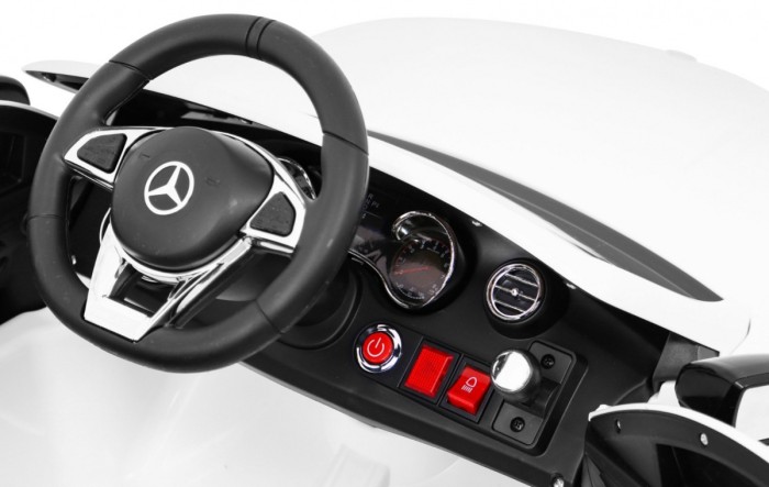 Mercedes Benz C63 AMG dla dzieci Biały + Pilot + 5-pkt pasy + EVA + Bagażnik + MP3 LED-10 7015 