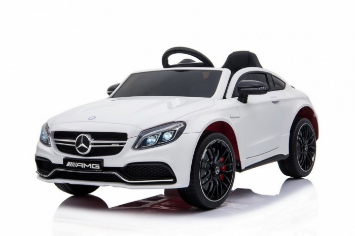 Mercedes Benz C63 AMG dla dzieci Biały + Pilot + 5-pkt pasy + EVA + Bagażnik + MP3 LED-16 7015 