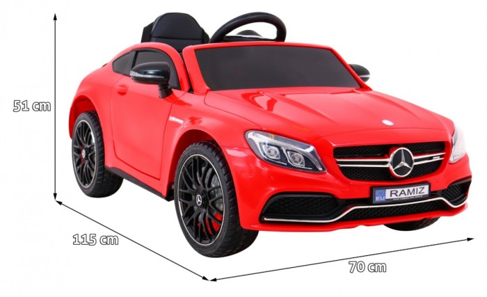 Mercedes Benz C63 AMG dla dzieci Czerwony + Pilot + 5-pkt pasy + EVA + Bagażnik + MP3 LED-2 7017 