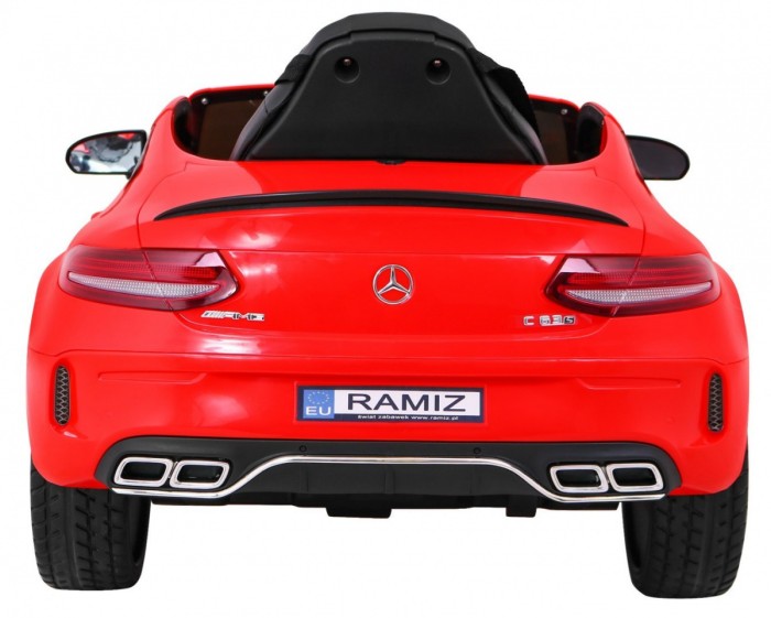 Mercedes Benz C63 AMG dla dzieci Czerwony + Pilot + 5-pkt pasy + EVA + Bagażnik + MP3 LED-7 7017 