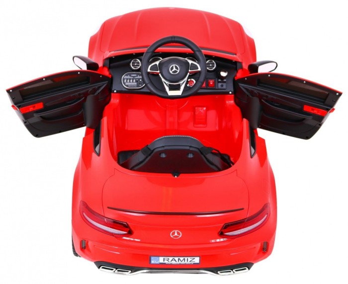 Mercedes Benz C63 AMG dla dzieci Czerwony + Pilot + 5-pkt pasy + EVA + Bagażnik + MP3 LED-8 7017 