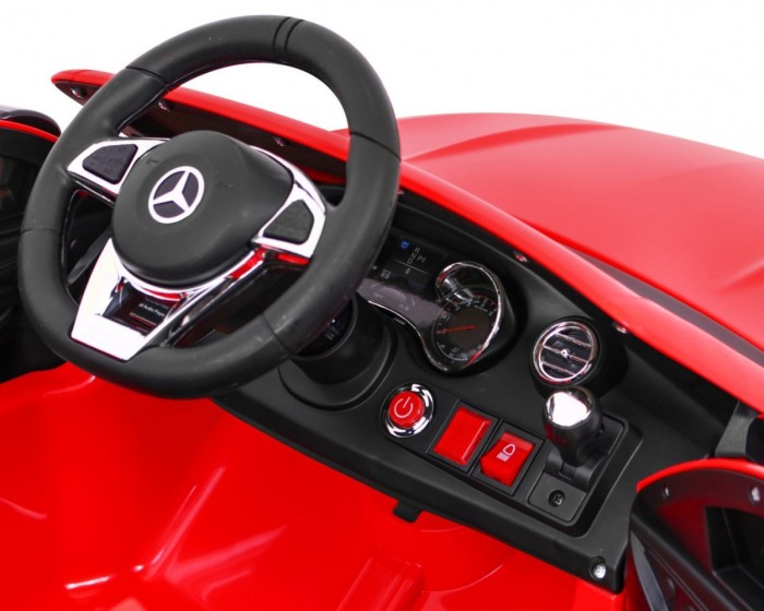 Mercedes Benz C63 AMG dla dzieci Czerwony + Pilot + 5-pkt pasy + EVA + Bagażnik + MP3 LED-9 7017 