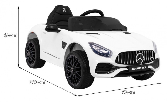 Mercedes Benz GT na akumulator dla dzieci Biały + Pilot + Wolny Start + MP3 LED-2 7028 