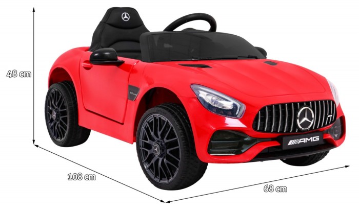 Mercedes Benz GT na akumulator dla dzieci Czerwony + Pilot + Wolny Start + MP3 LED-2 7030 