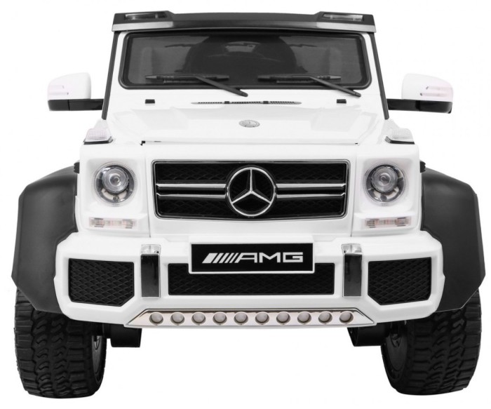 Auto Mercedes G63 6x6 MP4 dla dzieci Biały + 2 Pedały gazu + Regulacja siedzenia + MP4 + LED + Bagażnik + Kufer dla rodzica-3 7054 