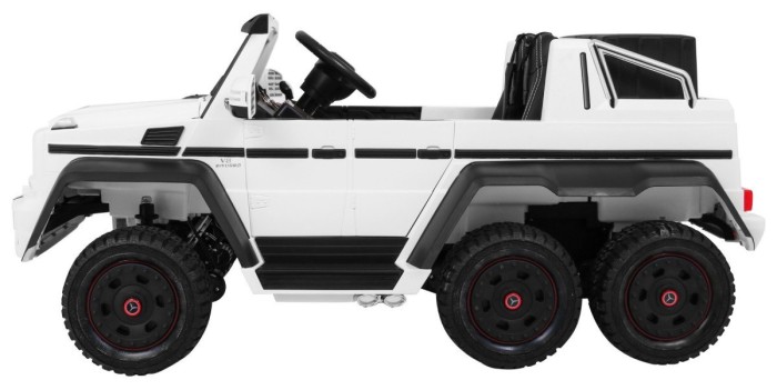 Auto Mercedes G63 6x6 MP4 dla dzieci Biały + 2 Pedały gazu + Regulacja siedzenia + MP4 + LED + Bagażnik + Kufer dla rodzica-4 7054 