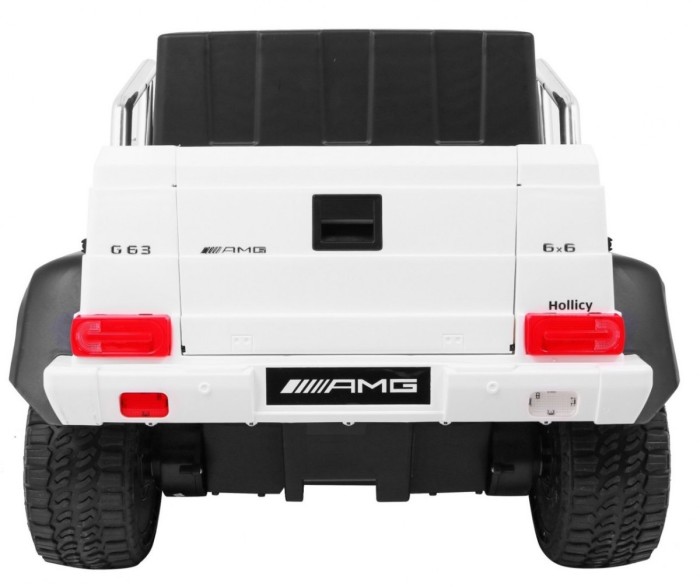 Auto Mercedes G63 6x6 MP4 dla dzieci Biały + 2 Pedały gazu + Regulacja siedzenia + MP4 + LED + Bagażnik + Kufer dla rodzica-6 7054 