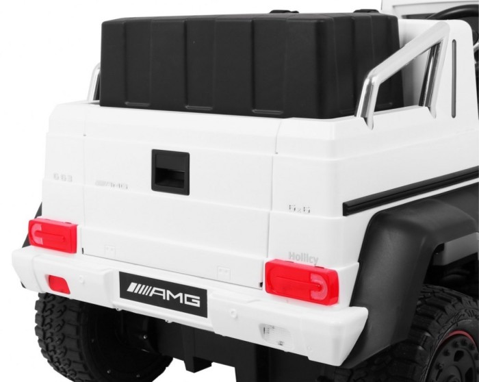 Auto Mercedes G63 6x6 MP4 dla dzieci Biały + 2 Pedały gazu + Regulacja siedzenia + MP4 + LED + Bagażnik + Kufer dla rodzica-8 7054 