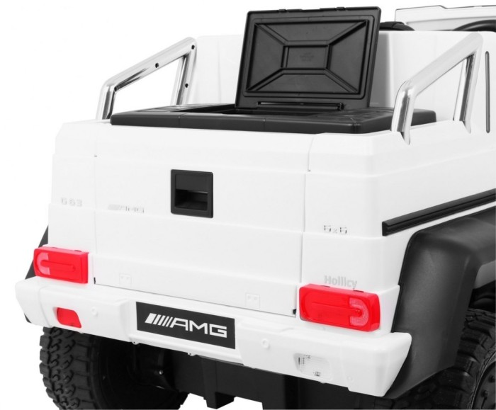 Auto Mercedes G63 6x6 MP4 dla dzieci Biały + 2 Pedały gazu + Regulacja siedzenia + MP4 + LED + Bagażnik + Kufer dla rodzica-9 7054 