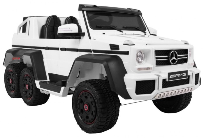 Auto Mercedes G63 6x6 MP4 dla dzieci Biały + 2 Pedały gazu + Regulacja siedzenia + MP4 + LED + Bagażnik + Kufer dla rodzica-11 7054 