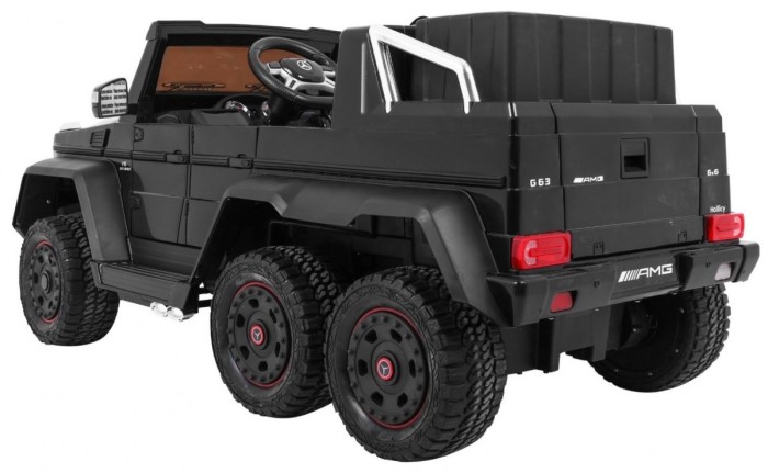Auto Mercedes G63 6x6 MP4 dla dzieci Czarny + 2 Pedały gazu + Regulacja siedzenia + MP4 + LED + Bagażnik + Kufer dla rodzica-4 7056 