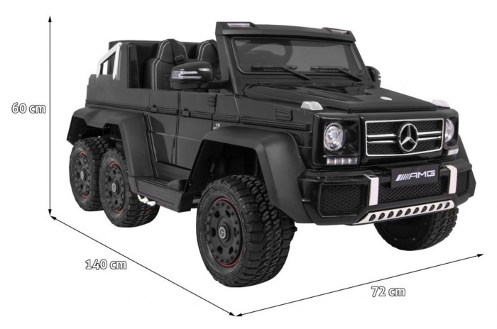 Auto Mercedes G63 6x6 MP4 dla dzieci Czarny + 2 Pedały gazu + Regulacja siedzenia + MP4 + LED + Bagażnik + Kufer dla rodzica-13 7056 