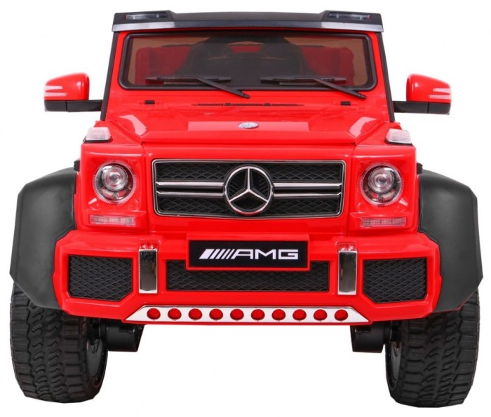 Auto Mercedes G63 6x6 MP4 dla dzieci Czerwony + 2 Pedały gazu + Regulacja siedzenia + MP4 + LED + Bagażnik + Kufer dla rodzica-3 7058 