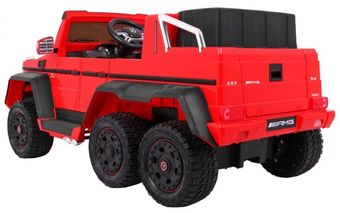 Auto Mercedes G63 6x6 MP4 dla dzieci Czerwony + 2 Pedały gazu + Regulacja siedzenia + MP4 + LED + Bagażnik + Kufer dla rodzica-5 7058 