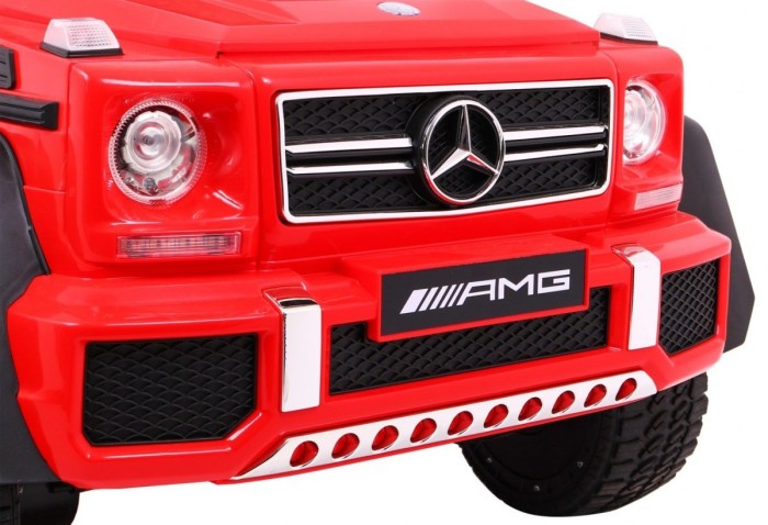 Auto Mercedes G63 6x6 MP4 dla dzieci Czerwony + 2 Pedały gazu + Regulacja siedzenia + MP4 + LED + Bagażnik + Kufer dla rodzica-7 7058 