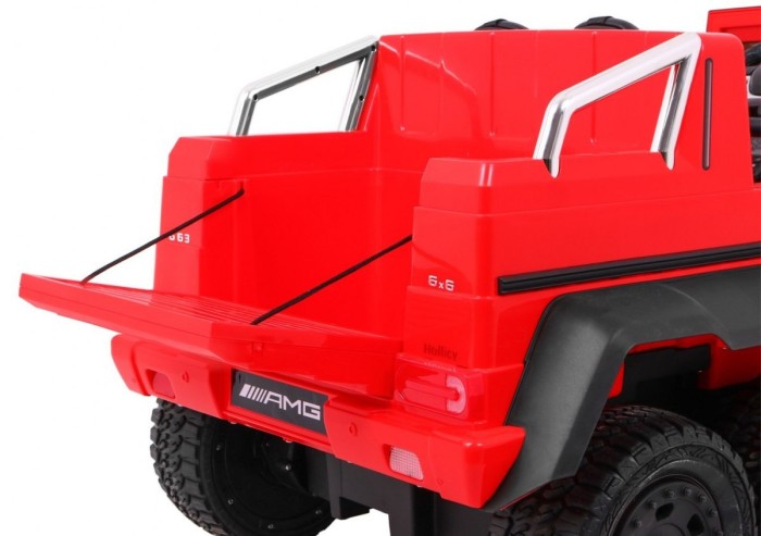 Auto Mercedes G63 6x6 MP4 dla dzieci Czerwony + 2 Pedały gazu + Regulacja siedzenia + MP4 + LED + Bagażnik + Kufer dla rodzica-10 7058 